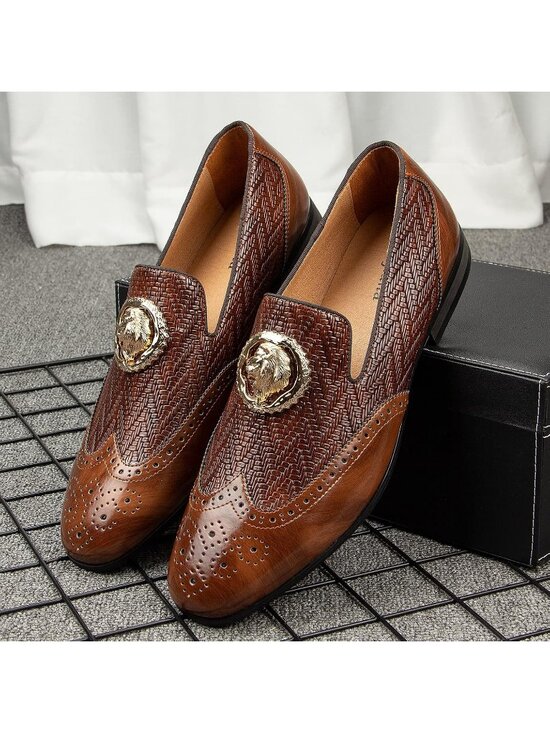 Meijiana Men\'s Brown03 Microfiber Loafers Buckle PU Leather Weeding Dress Shoes main image 5